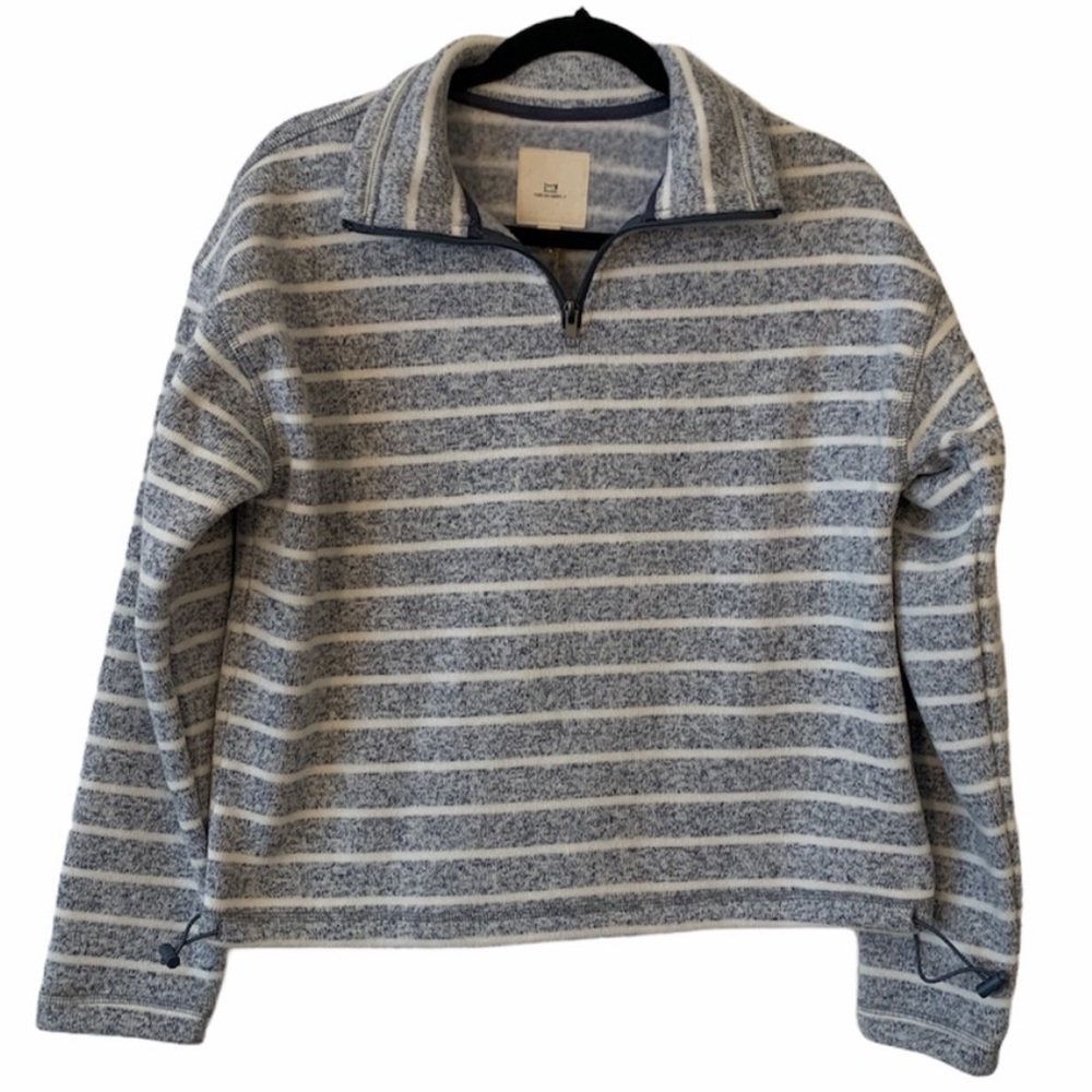 Thread & Supply Stripe Half Zip Pullover Indigo &… - image 1